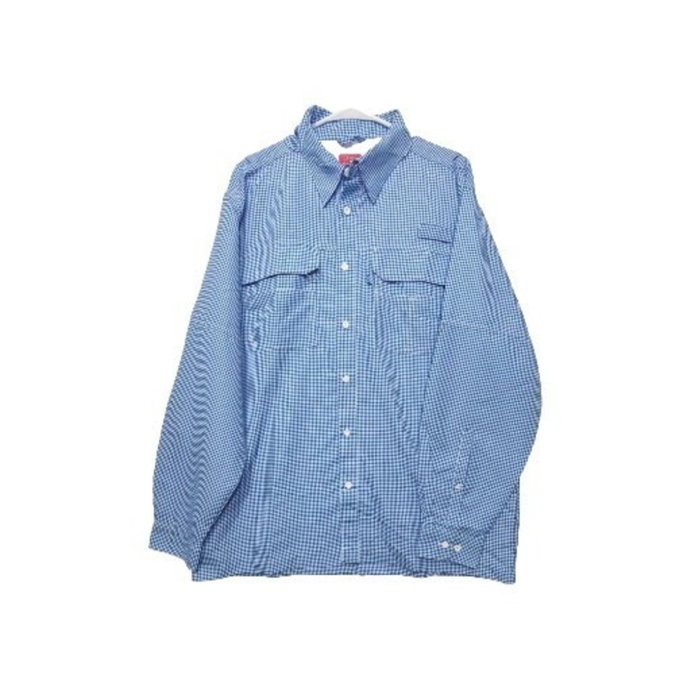 Red Hook Men's Size L Blue LS Vented‎ Fishing Shirt W Extra Neck Protection